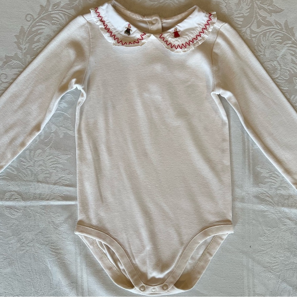 Janie and Jack White Long-Sleeve Bodysuit with gingerbread